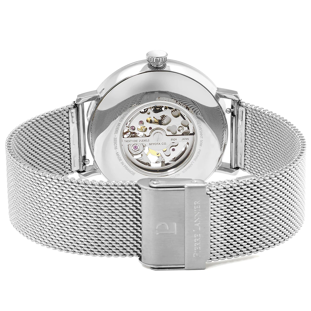 Montre Homme GAIUS Cadran Noir Bracelet Acier Milanais Argenté 7 Montre Homme GAIUS Cadran Noir Bracelet Acier Milanais Argenté – Image 5