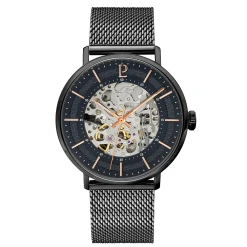 Montre Homme GAIUS Cadran Noir Bracelet Acier Milanais Noir