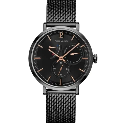 Montre Homme EVIDENCE Cadran Noir Bracelet Acier Milanais Noir