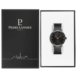 Montre Homme EVIDENCE Cadran Noir Bracelet Acier Milanais Noir -Pierre Lannier Magasin De Vente 328D438 10 1000x1000 crop