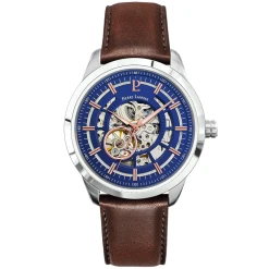 Montre Homme AUTOMATIC Cadran Bleu Bracelet Cuir Brun