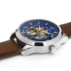 Montre Homme AUTOMATIC Cadran Bleu Bracelet Cuir Brun -Pierre Lannier Magasin De Vente 329F164 4 1000x1000 crop