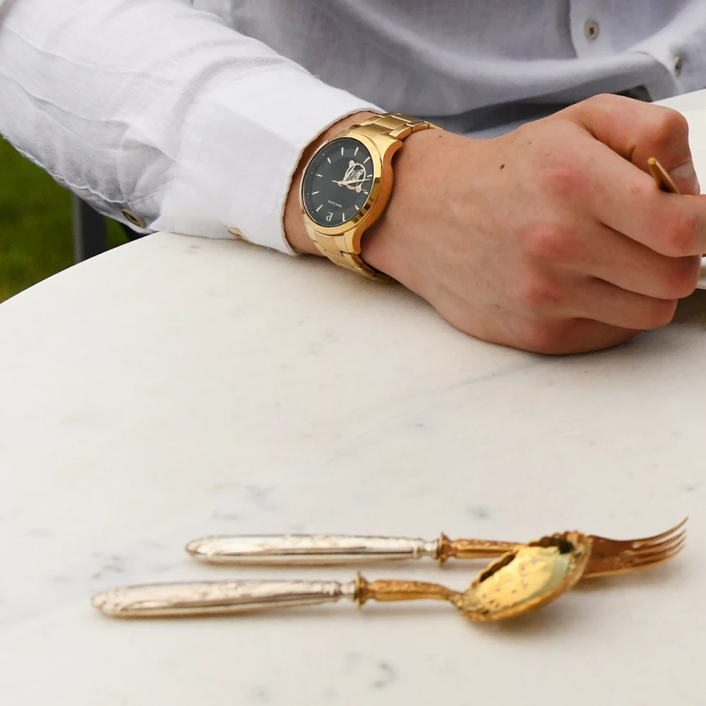 Montre Homme FLEURET Cadran Noir Bracelet Acier Doré 4 Montre Homme FLEURET Cadran Noir Bracelet Acier Doré – Image 2