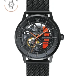 Montre Homme PADDOCK Cadran Noir Bracelet Acier Milanais Noir