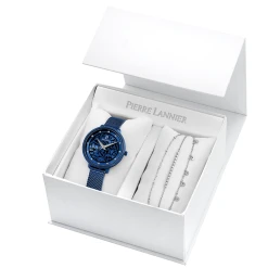 Coffret Femme EOLIA Cadran Bleu Bracelet Acier Milanais Bleu