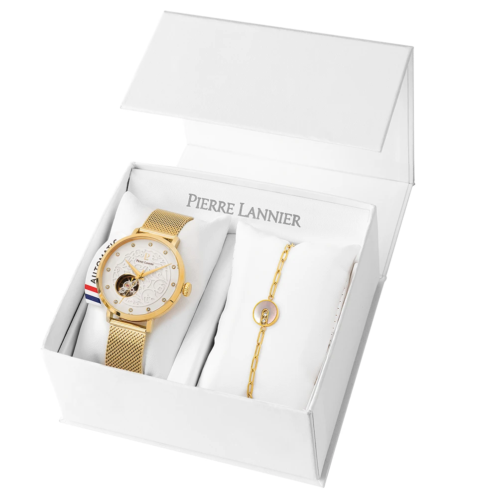 Coffret Femme EOLIA AUTOMATIC Cadran Blanc Bracelet Acier Milanais Doré 3 Coffret Femme EOLIA AUTOMATIC Cadran Blanc Bracelet Acier Milanais Doré