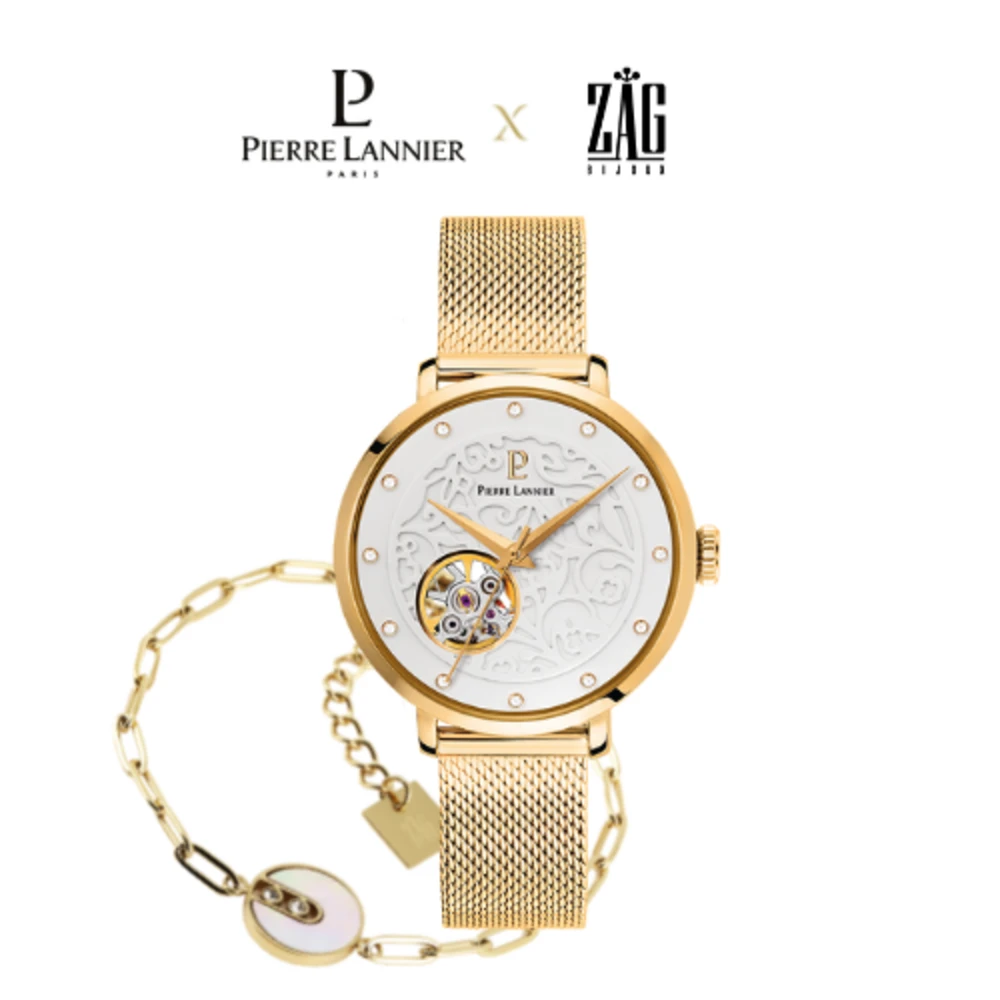 Coffret Femme EOLIA AUTOMATIC Cadran Blanc Bracelet Acier Milanais Doré 4 Coffret Femme EOLIA AUTOMATIC Cadran Blanc Bracelet Acier Milanais Doré – Image 2
