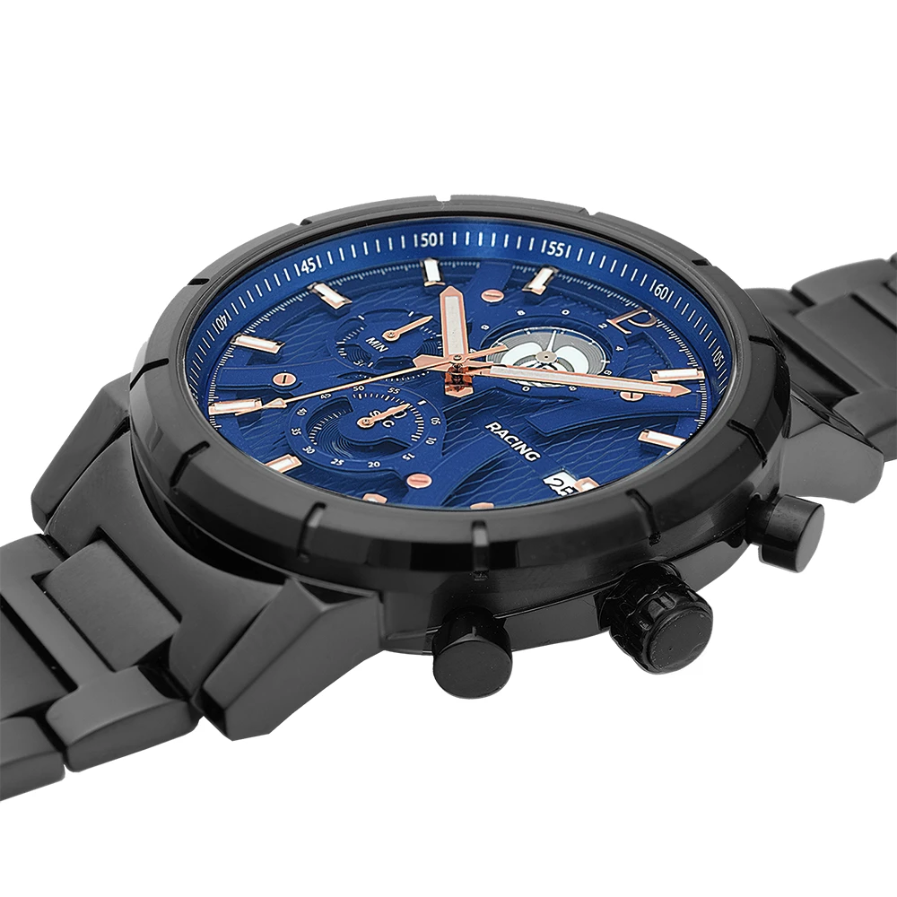 Montre Homme RCS Cadran Bleu Bracelet Acier Noir 4 Montre Homme RCS Cadran Bleu Bracelet Acier Noir – Image 2