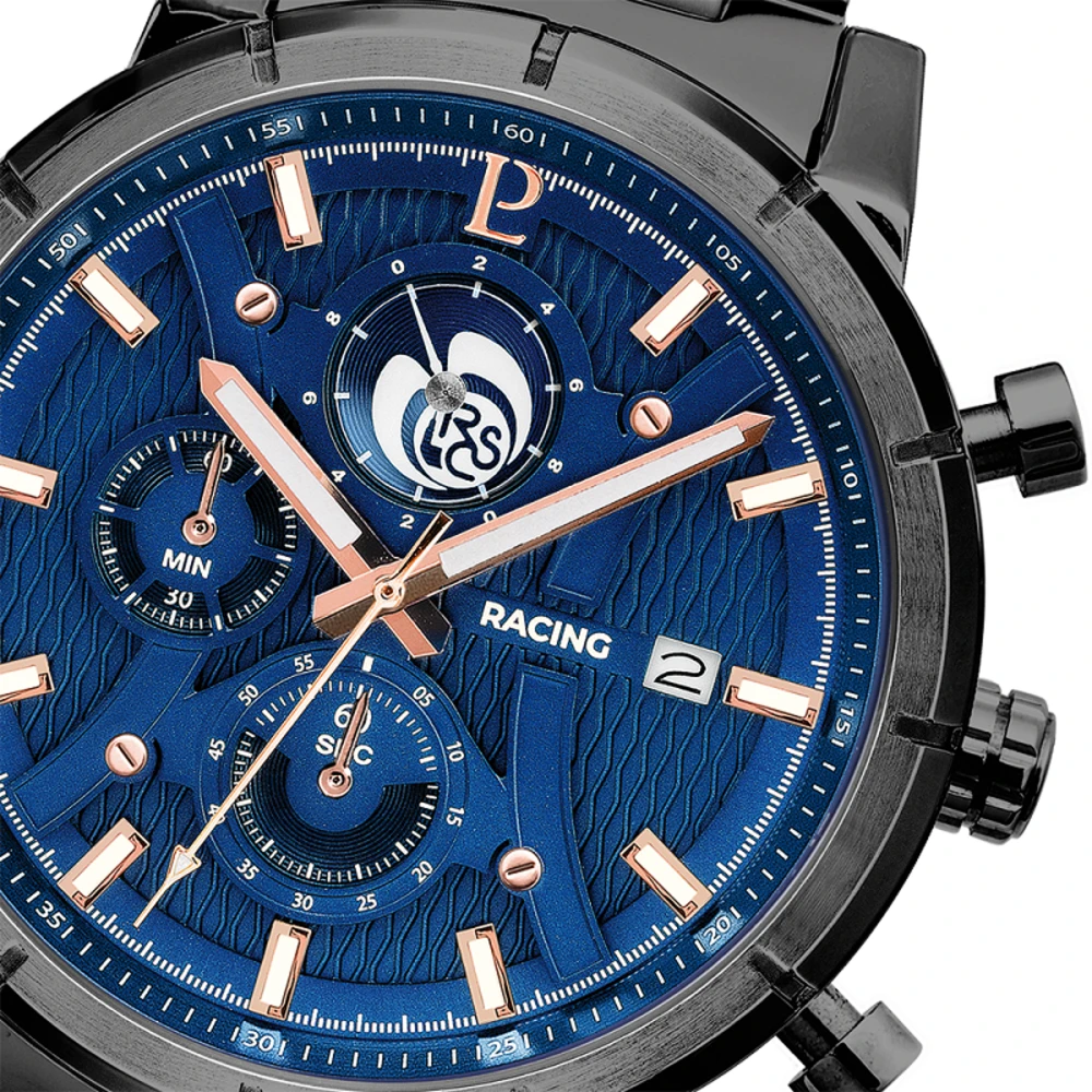 Montre Homme RCS Cadran Bleu Bracelet Acier Noir 6 Montre Homme RCS Cadran Bleu Bracelet Acier Noir – Image 4