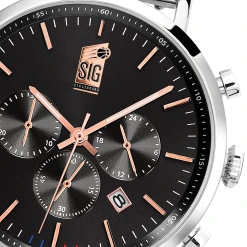 Montre Homme SIG Cadran Noir Bracelet Acier Milanais Argenté -Pierre Lannier Magasin De Vente 469C131 6 1000x1000 crop