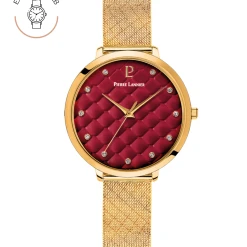 Montre Femme GRACE Cadran Framboise Bracelet Acier Milanais Doré