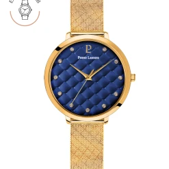 Montre Femme GRACE Cadran Bleu Bracelet Acier Milanais Doré