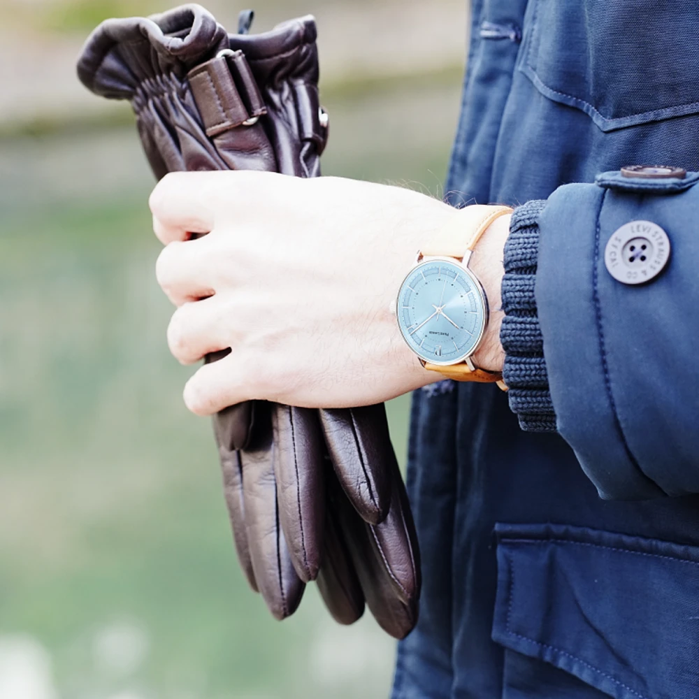 Montre Homme GAIUS Cadran Bleu Bracelet Cuir Camel 4 Montre Homme GAIUS Cadran Bleu Bracelet Cuir Camel – Image 2